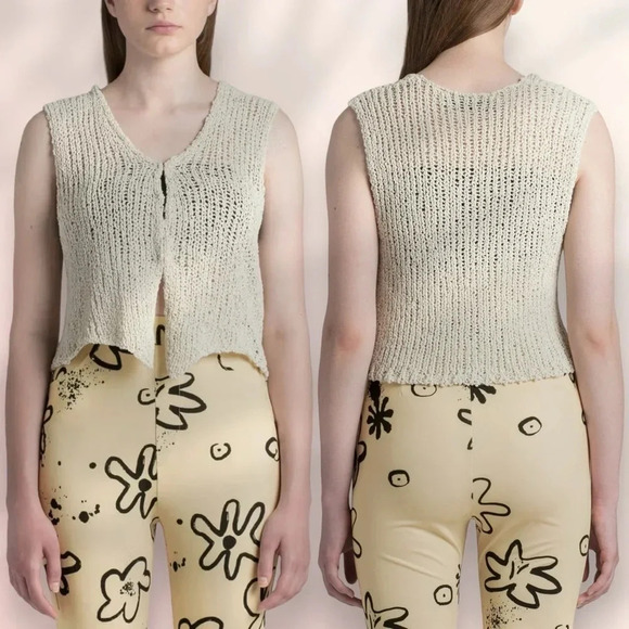NWT TheOpen Product V NECK KNIT VEST Beige One Size - Picture 14 of 17